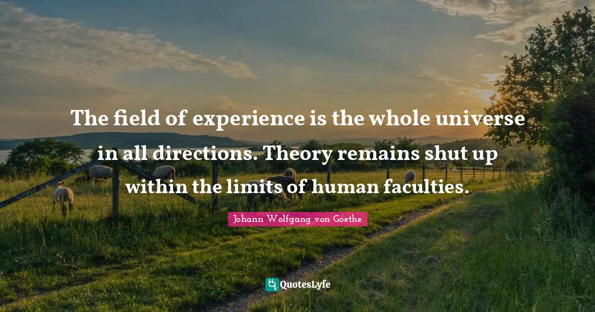 The field of experience is the whole universe in all directions. Theory remains shut up within the limits of human faculties.