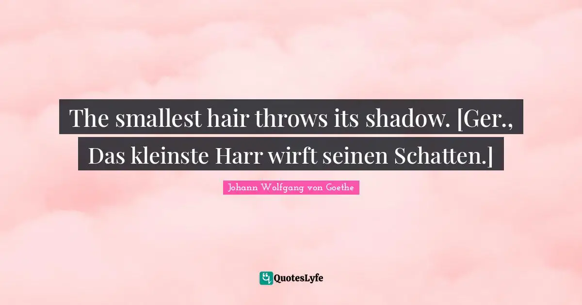 The smallest hair throws its shadow. [Ger., Das kleinste Harr wirft seinen Schatten.]