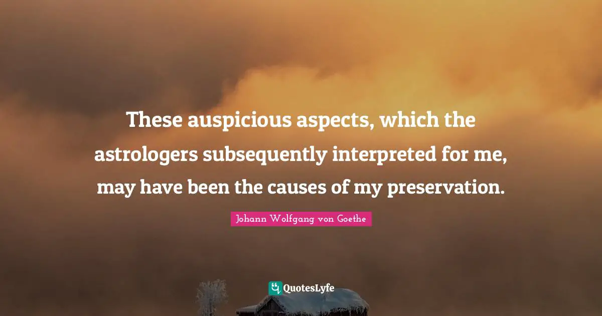 These auspicious aspects, which the astrologers subsequently interpreted for me, may have been the causes of my preservation.