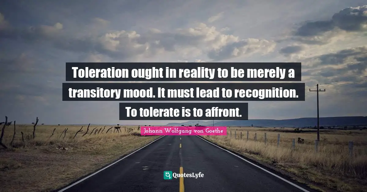 Affront Quotes: "Toleration ought in reality to be merely a transitory mood. It must lead to recognition. To tolerate is to affront."