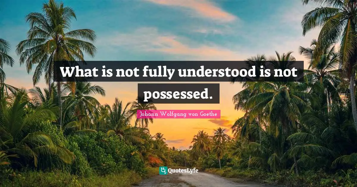 What is not fully understood is not possessed.