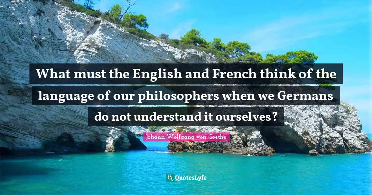 What must the English and French think of the language of our philosophers when we Germans do not understand it ourselves?
