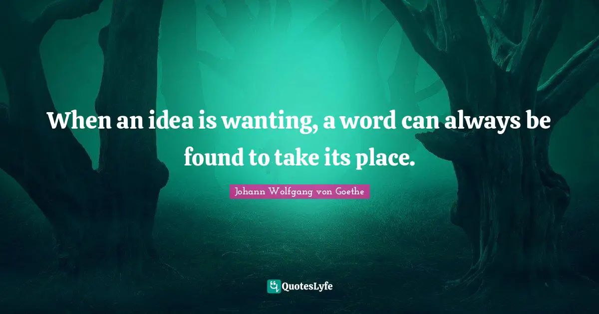 When an idea is wanting, a word can always be found to take its place.