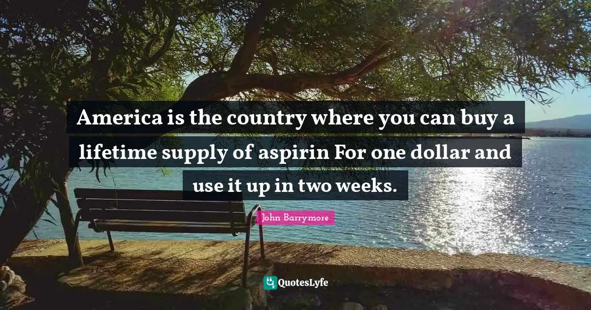 America is the country where you can buy a lifetime supply of aspirin For one dollar and use it up in two weeks.