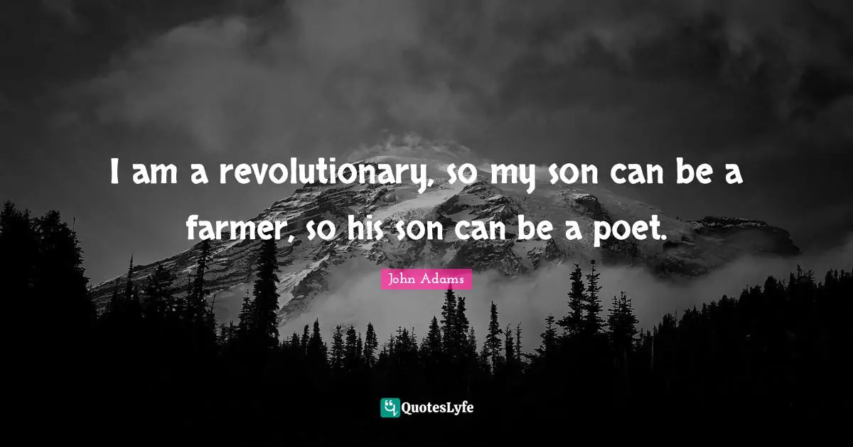 I am a revolutionary, so my son can be a farmer, so his son can be a poet.