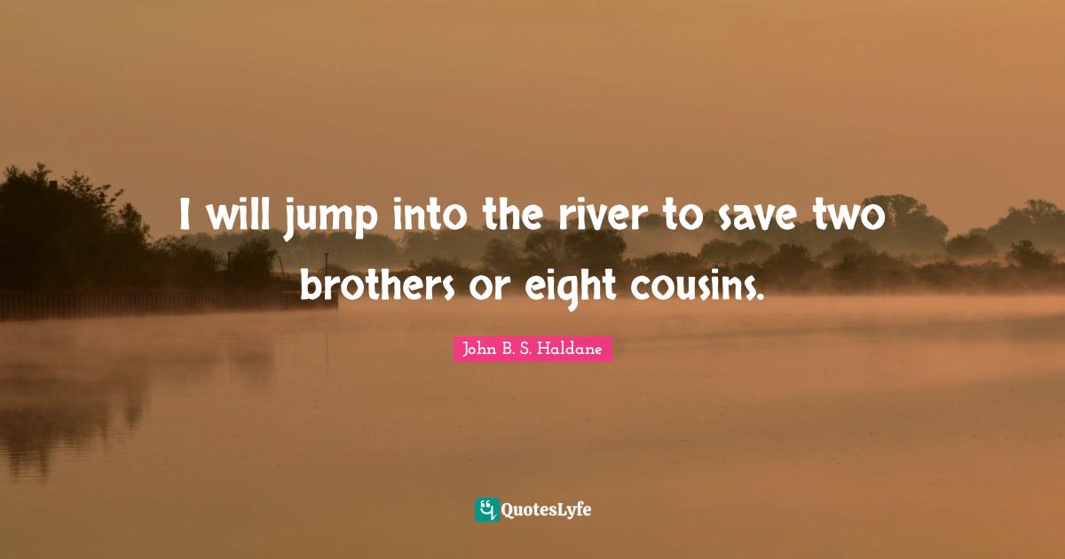 I will jump into the river to save two brothers or eight cousins.
