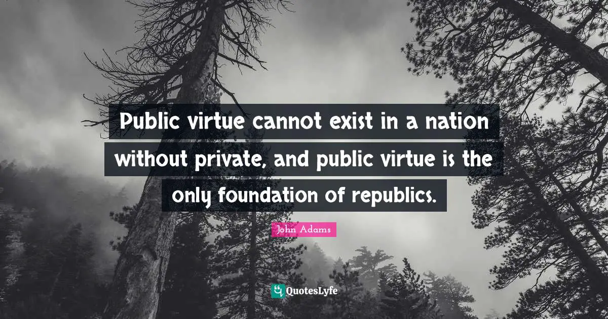 Public virtue cannot exist in a nation without private, and public virtue is the only foundation of republics.