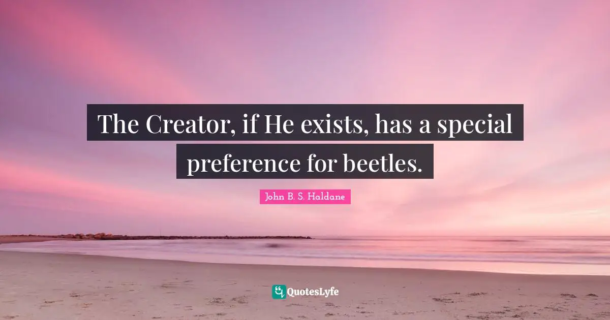 The Creator, if He exists, has a special preference for beetles.