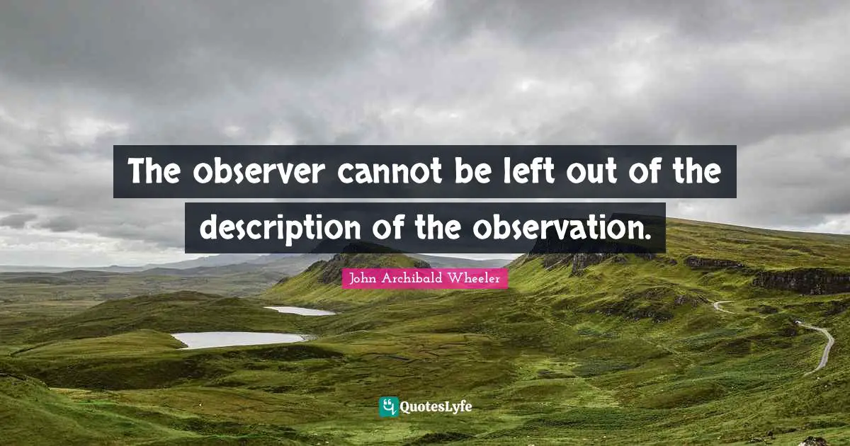 The observer cannot be left out of the description of the observation.