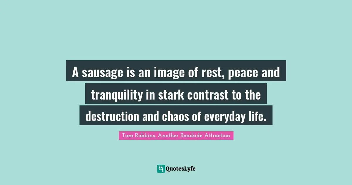 A sausage is an image of rest, peace and tranquility in stark contrast to the destruction and chaos of everyday life.