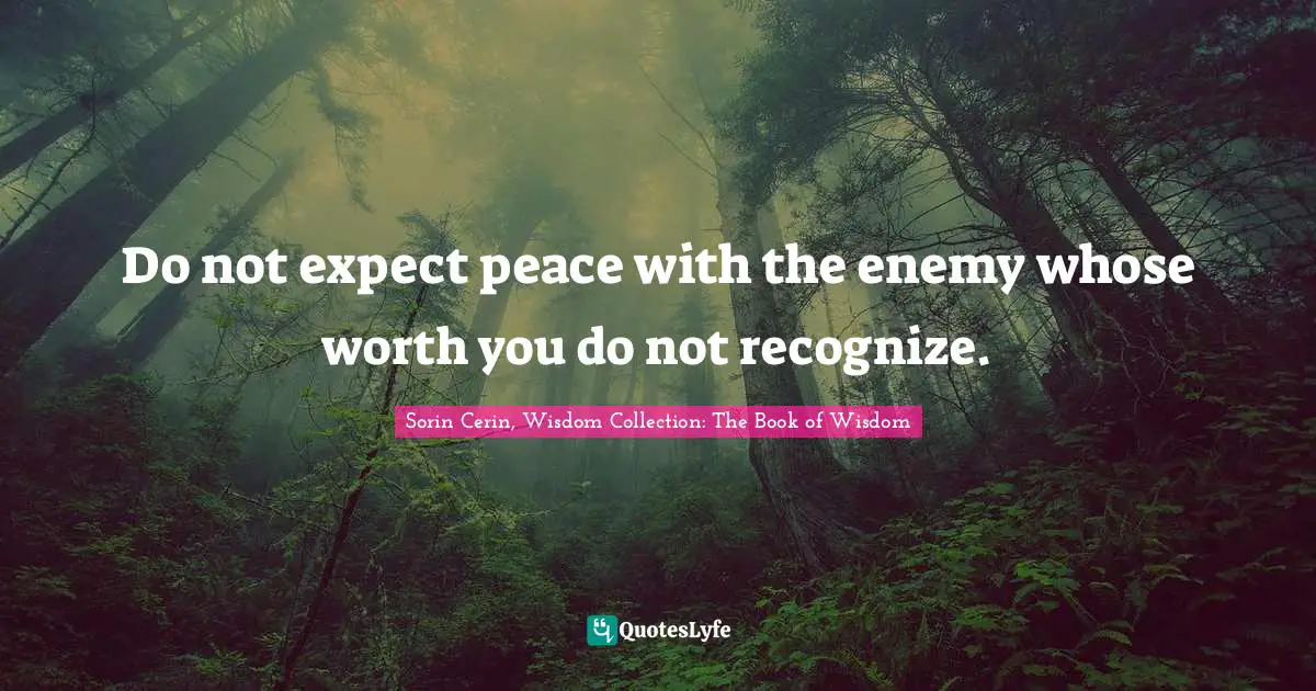 Do not expect peace with the enemy whose worth you do not recognize.