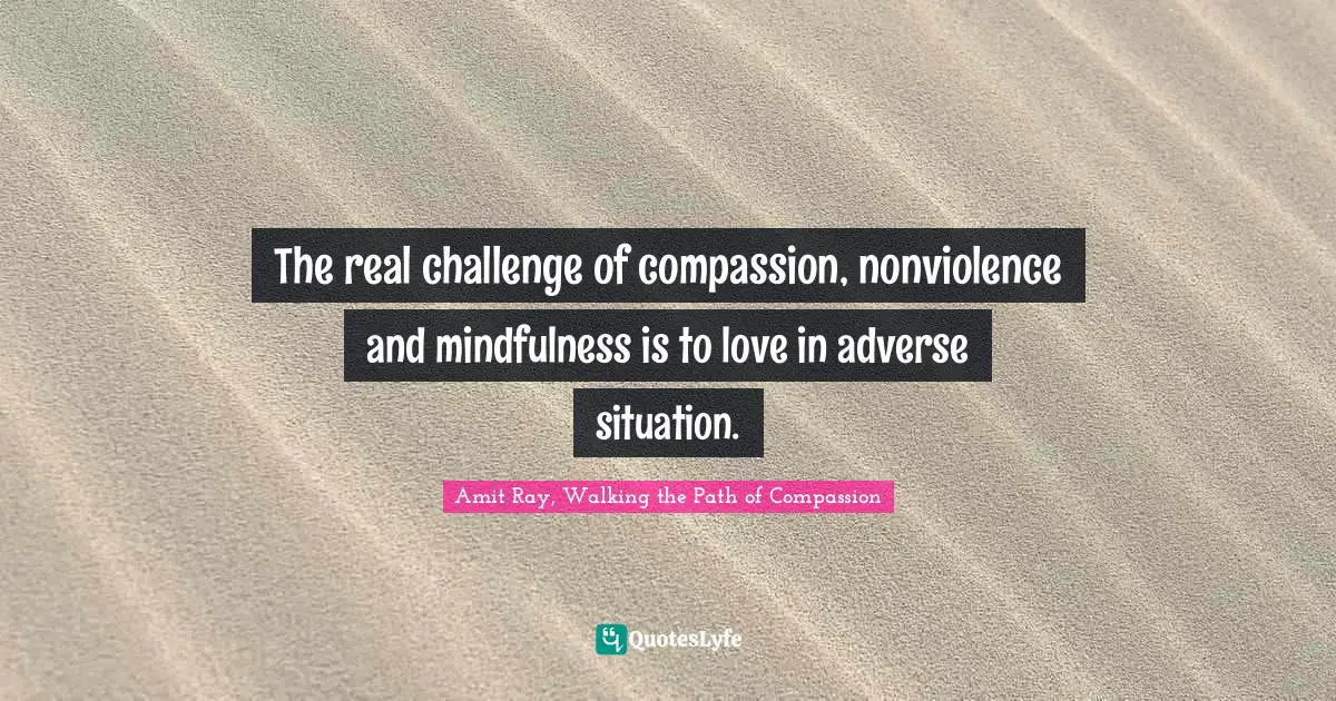 International Relations Quotes: "The real challenge of compassion, nonviolence and mindfulness is to love in adverse situation."