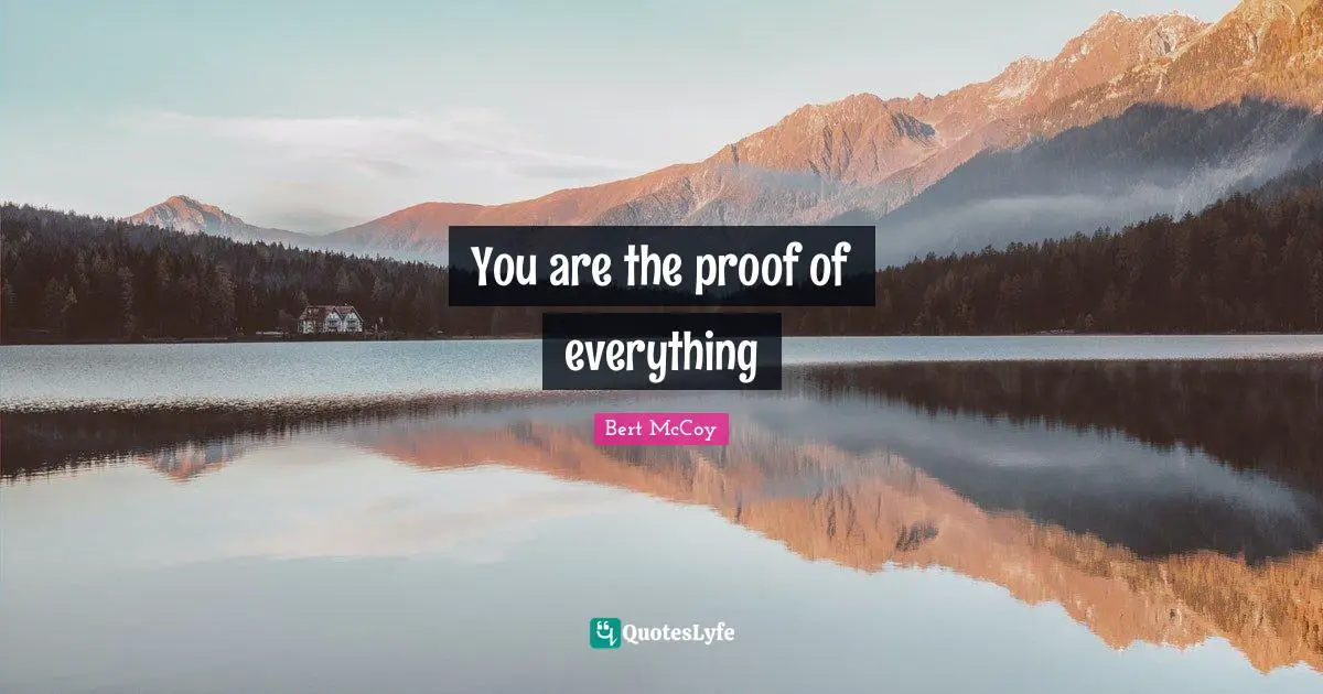 Bert McCoy Quotes: "You are the proof of everything"