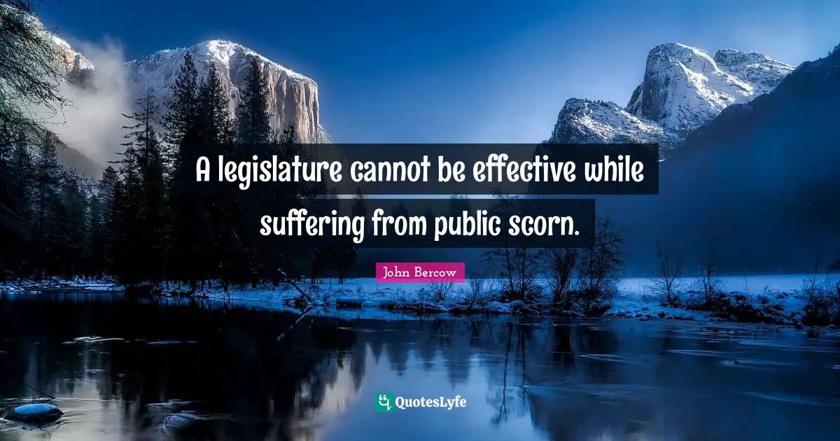 John Bercow Quotes: "A legislature cannot be effective while suffering from public scorn."