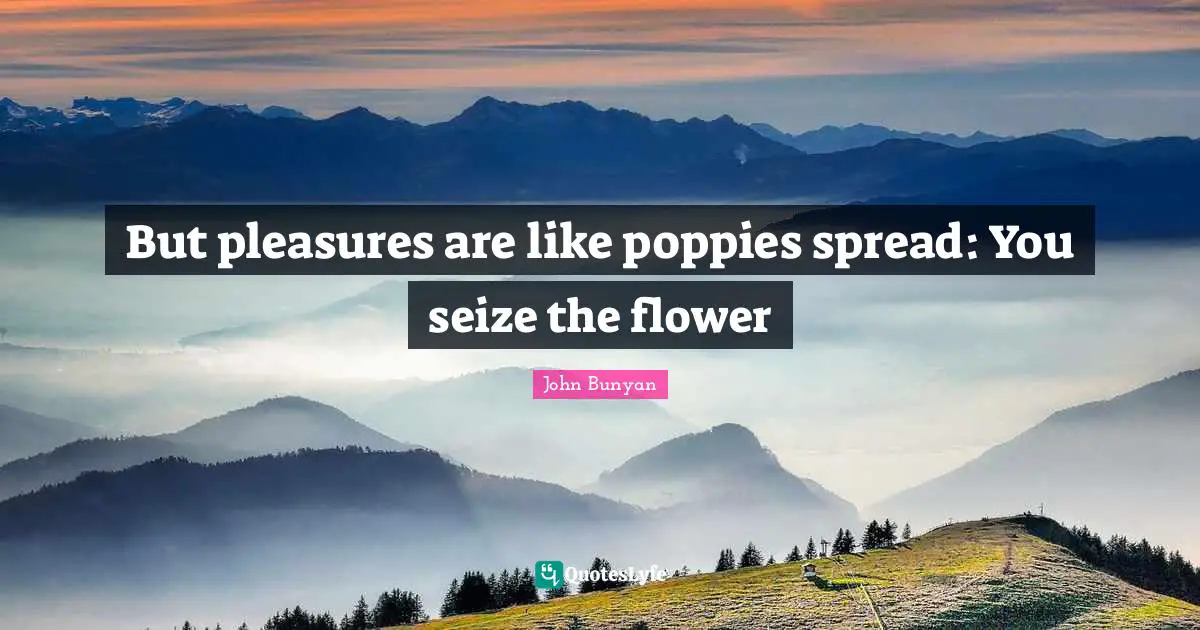 John Bunyan Quotes: "But pleasures are like poppies spread: You seize the flower"