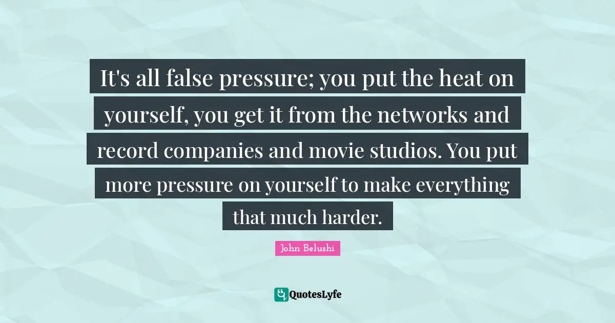 Companies Quotes: "It's all false pressure; you put the heat on yourself, you get it from the networks and record companies and movie studios. You put more pressure on yourself to make everything that much harder."