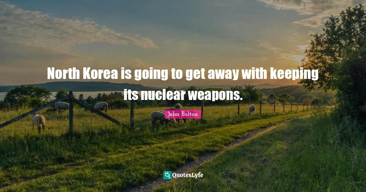 John Bolton Quotes: "North Korea is going to get away with keeping its nuclear weapons."