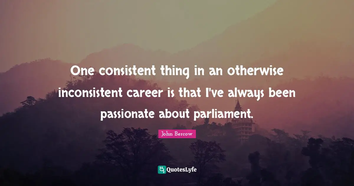 John Bercow Quotes: "One consistent thing in an otherwise inconsistent career is that I've always been passionate about parliament."