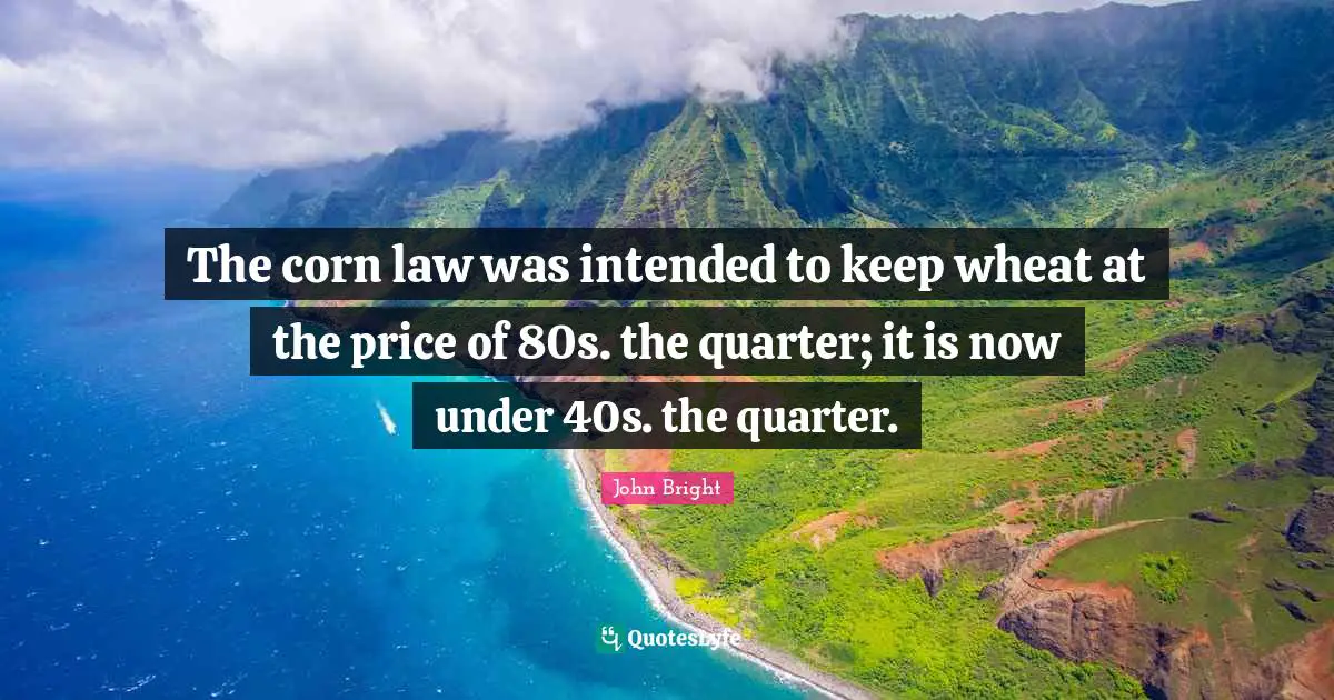 The corn law was intended to keep wheat at the price of 80s. the quarter; it is now under 40s. the quarter.