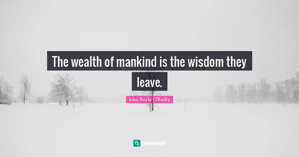 The wealth of mankind is the wisdom they leave.