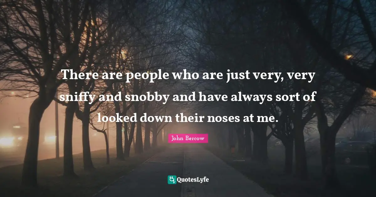 John Bercow Quotes: "There are people who are just very, very sniffy and snobby and have always sort of looked down their noses at me."