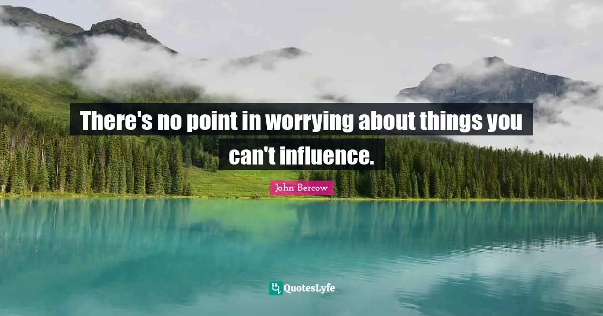 John Bercow Quotes: "There's no point in worrying about things you can't influence."