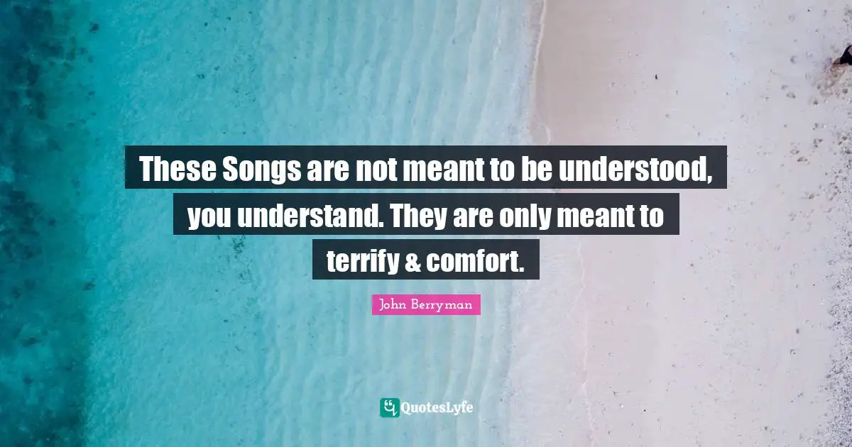 These Songs are not meant to be understood, you understand. They are only meant to terrify & comfort.