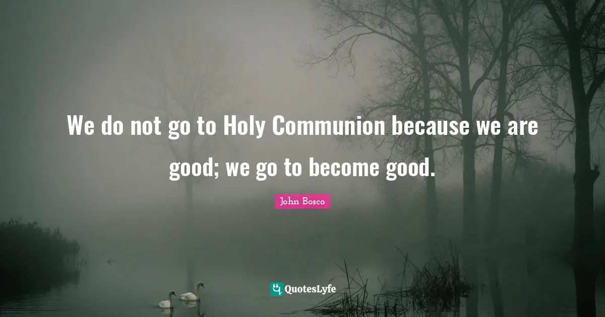 Holy Quotes: "We do not go to Holy Communion because we are good; we go to become good."