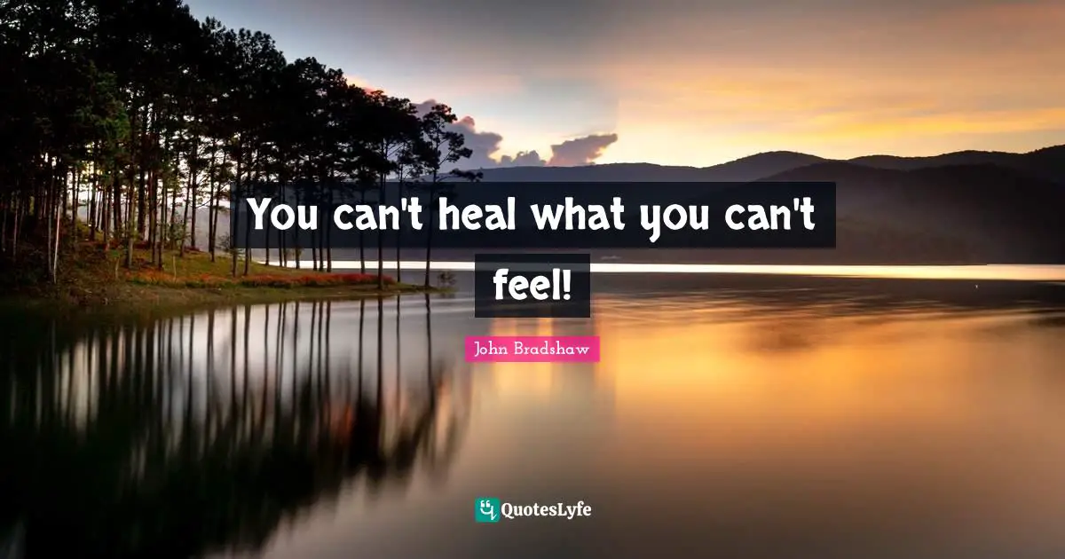 John Bradshaw Quotes: "You can't heal what you can't feel!"