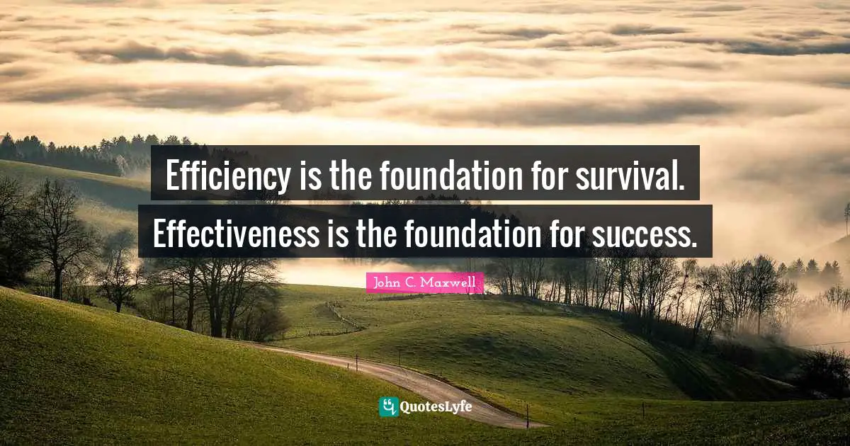 Efficiency is the foundation for survival. Effectiveness is the foundation for success.