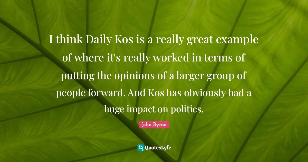 I think Daily Kos is a really great example of where it's really worked in terms of putting the opinions of a larger group of people forward. And Kos has obviously had a huge impact on politics.