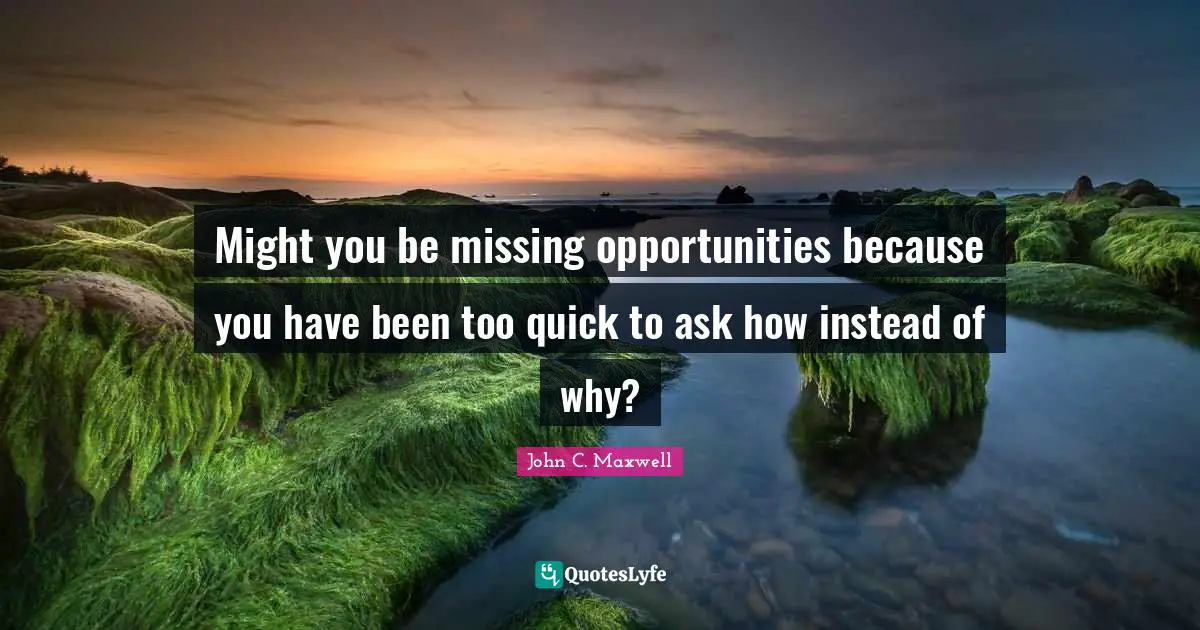 Might you be missing opportunities because you have been too quick to ask how instead of why?
