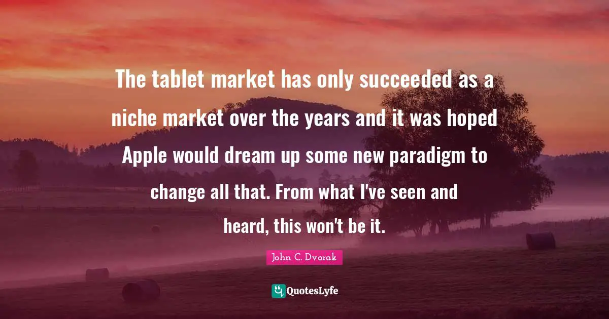 The tablet market has only succeeded as a niche market over the years and it was hoped Apple would dream up some new paradigm to change all that. From what I've seen and heard, this won't be it.