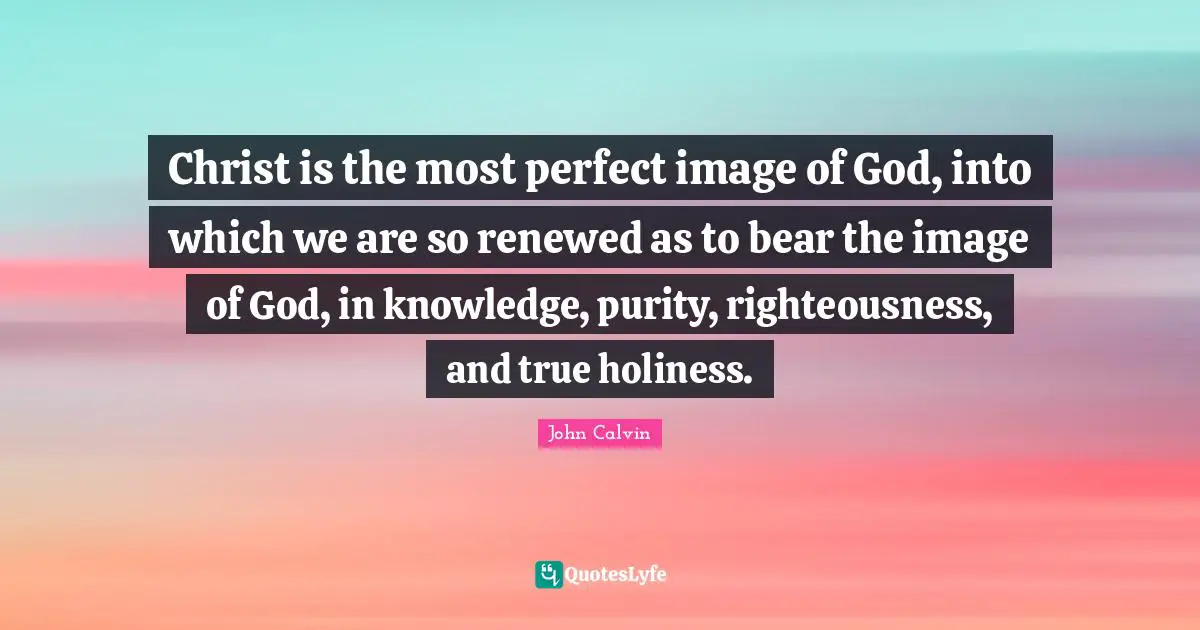 Christ is the most perfect image of God, into which we are so renewed as to bear the image of God, in knowledge, purity, righteousness, and true holiness.