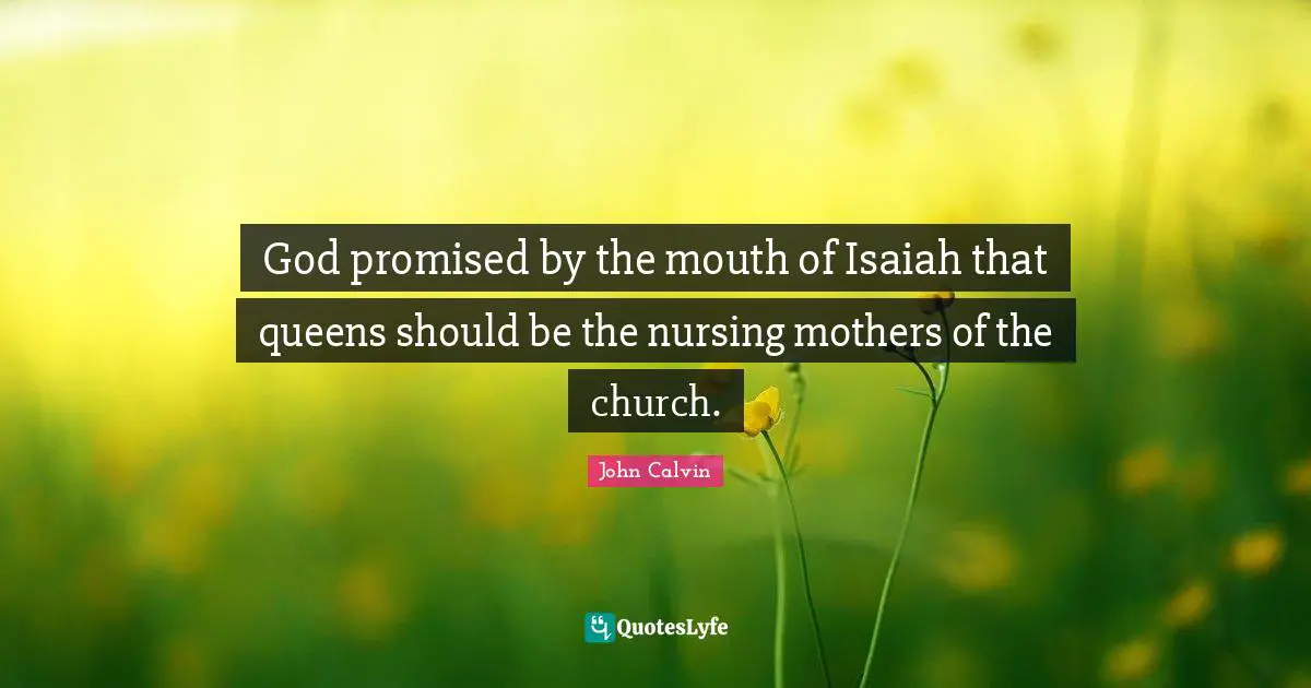 Nursing Quotes: "God promised by the mouth of Isaiah that queens should be the nursing mothers of the church."