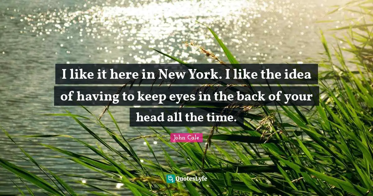 I like it here in New York. I like the idea of having to keep eyes in the back of your head all the time.