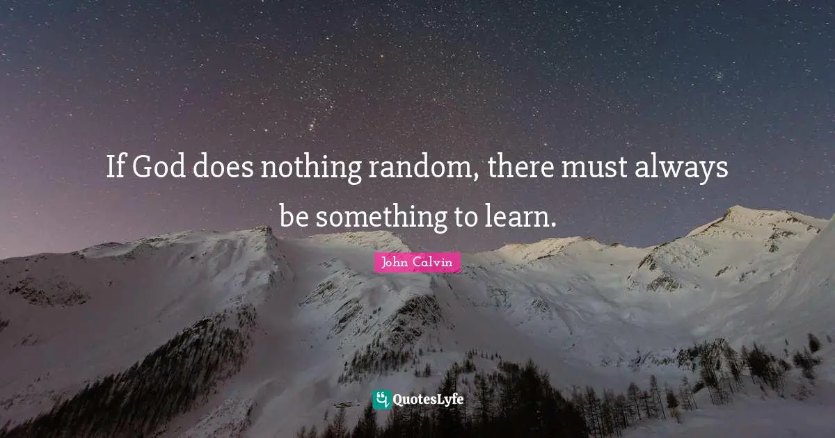 John Calvin Quotes: "If God does nothing random, there must always be something to learn."