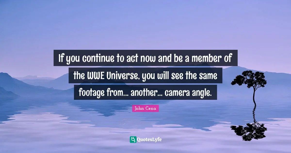If you continue to act now and be a member of the WWE Universe, you will see the same footage from... another... camera angle.