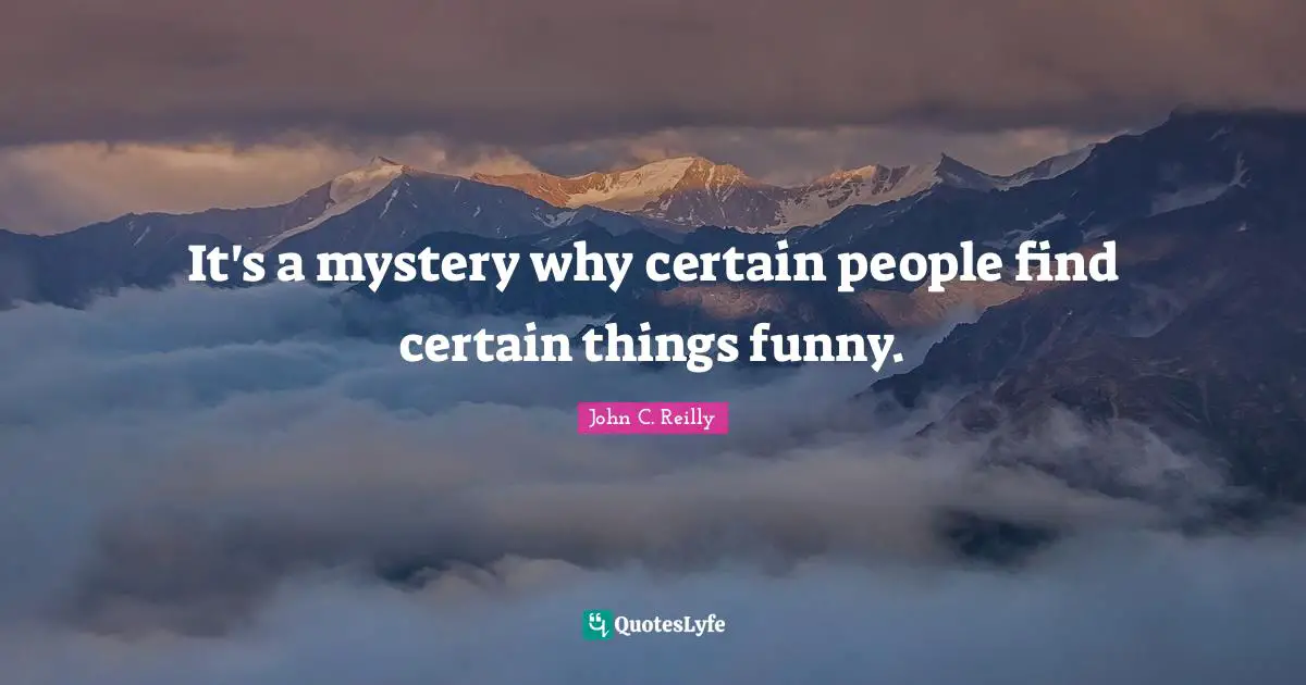John C. Reilly Quotes: "It's a mystery why certain people find certain things funny."