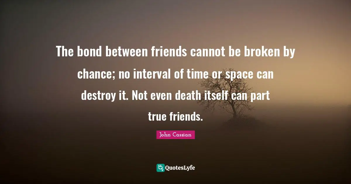 True Friend Quotes: "The bond between friends cannot be broken by chance; no interval of time or space can destroy it. Not even death itself can part true friends."