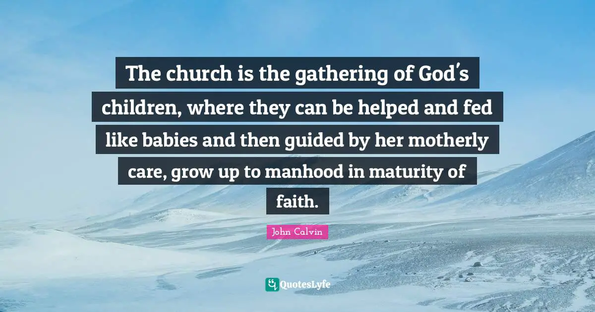 Maturity Quotes: "The church is the gathering of God's children, where they can be helped and fed like babies and then guided by her motherly care, grow up to manhood in maturity of faith."