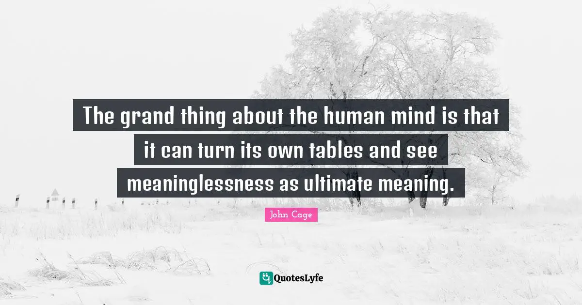 The grand thing about the human mind is that it can turn its own tables and see meaninglessness as ultimate meaning.