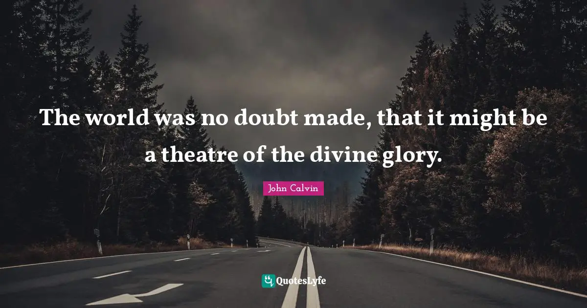 The world was no doubt made, that it might be a theatre of the divine glory.