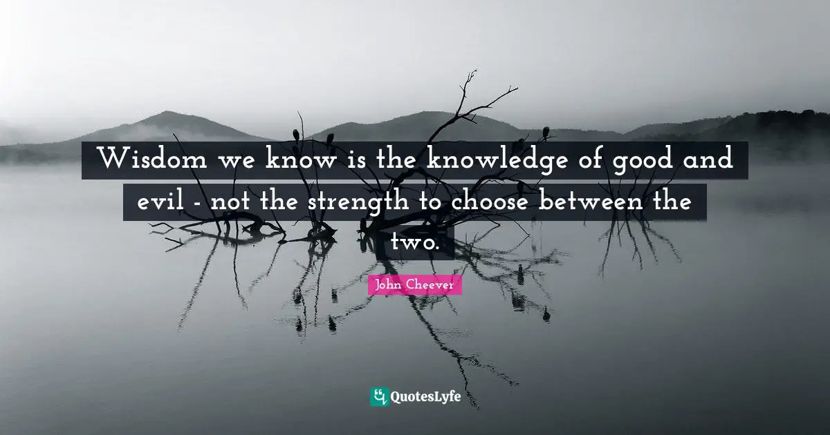 Wisdom we know is the knowledge of good and evil - not the strength to choose between the two.