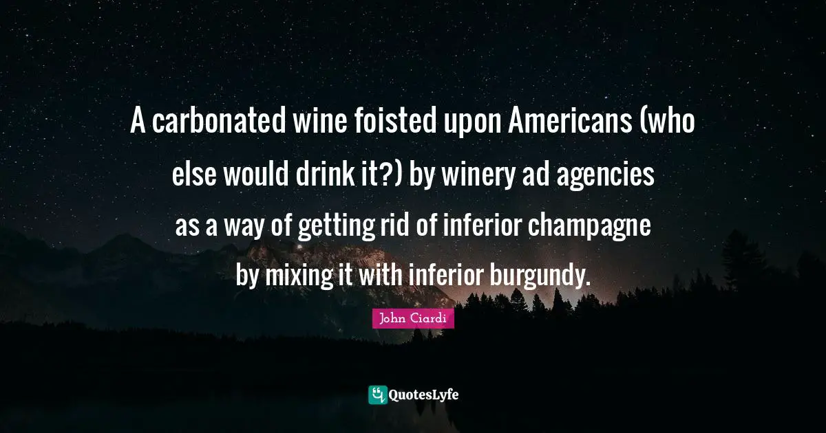 A carbonated wine foisted upon Americans (who else would drink it?) by winery ad agencies as a way of getting rid of inferior champagne by mixing it with inferior burgundy.