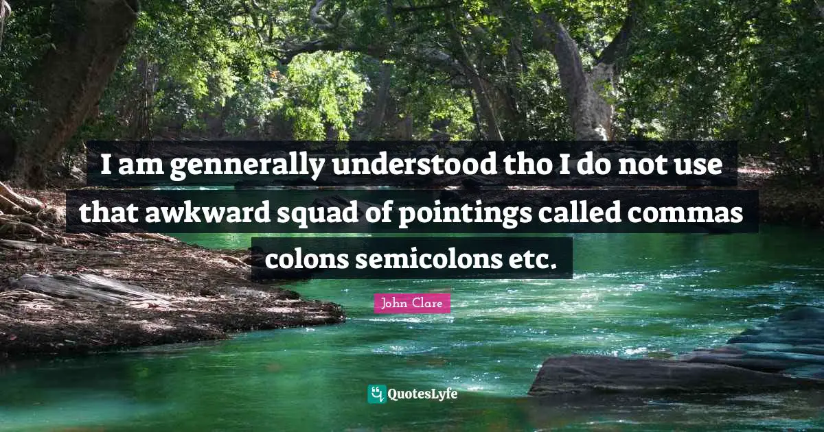 Awkward Quotes: "I am gennerally understood tho I do not use that awkward squad of pointings called commas colons semicolons etc."