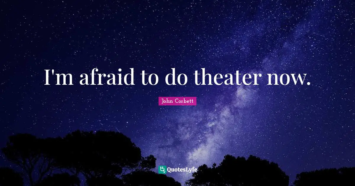 I'm afraid to do theater now.