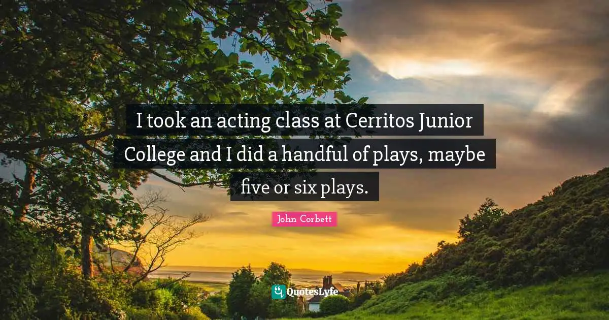 I took an acting class at Cerritos Junior College and I did a handful of plays, maybe five or six plays.