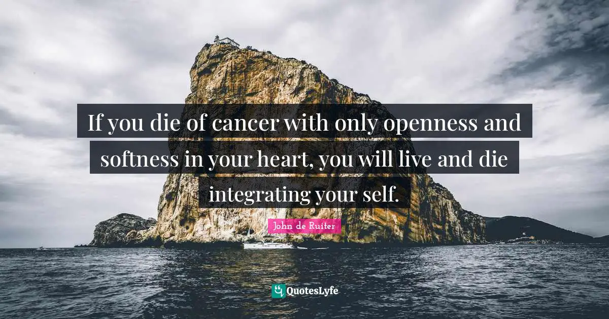 Softness Quotes: "If you die of cancer with only openness and softness in your heart, you will live and die integrating your self."