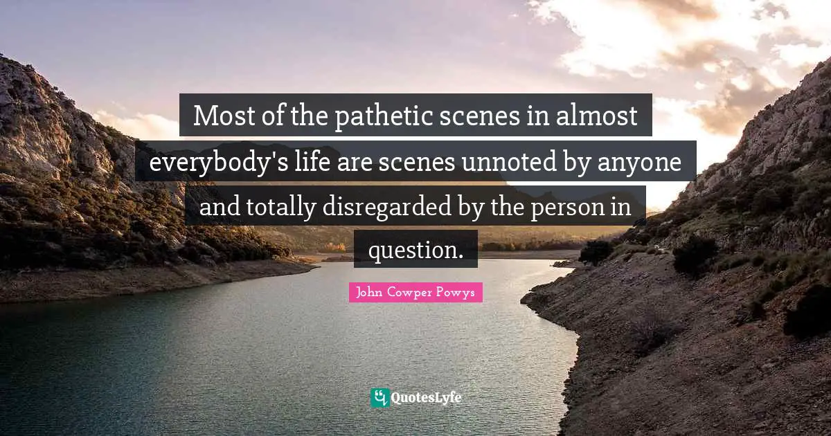 Most of the pathetic scenes in almost everybody's life are scenes unnoted by anyone and totally disregarded by the person in question.